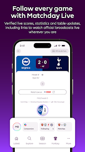 Premier League 应用比赛日界面
