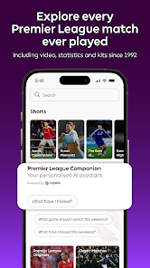 Premier League 应用实时比分界面
