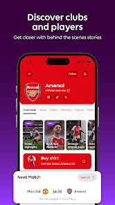 Premier League 应用精彩内容界面